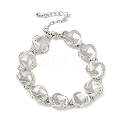 Brass Flat Round Links Bracelets for Women KK-B124-11P-1