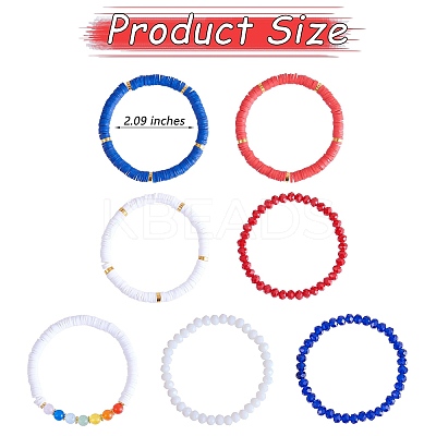 7Pcs 7 Style Handmade Polymer Clay Heishi Surfer Stretch Bracelets Set BJEW-SW00075-1