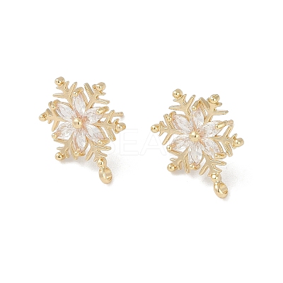 Christmas Theme Brass Micro Pave Cubic Zirconia Stud Earring Findings LS-KK-Z065-11G-1