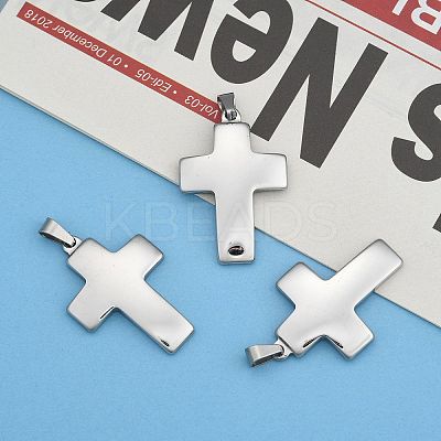 Tarnish Resistant Cross 304 Stainless Steel Surface Pendants LS-STAS-D146-03-1
