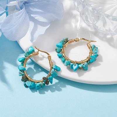 Natural Dyed Howlite Hoop Earring EJEW-JE05709-04-1