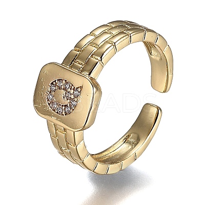Brass Micro Pave Clear Cubic Zirconia Cuff Rings RJEW-H538-02G-Q-1