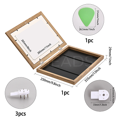Wooden Oil Painting Storage Box Kids Flip Cover Photo Frame AJEW-WH0347-04A-1