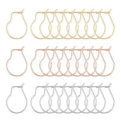 304 Stainless Steel Hoop Earring Findings Kidney Ear Wires STAS-UN0012-43-1