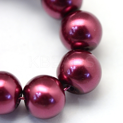 Baking Paint Pearlized Glass Pearl Round Bead Strands X-HY-Q330-8mm-72-1
