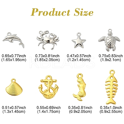 15Pcs 15 Styles Ocean Theme Alloy Pendants FIND-YW0005-11-1