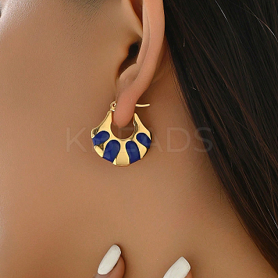 Fashionable Delicate Simple Color Block Fan-shaped 201 Stainless Steel Hoop Earrings for Women LW7077-3-1