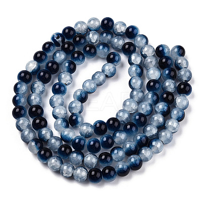 Crackle Baking Paint Imitation Jade Glass Beads Strands DGLA-T003-6mm-15-1