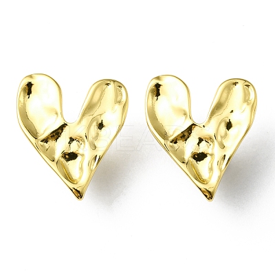 Rack Plating Brass Heart Stud Earrings EJEW-D055-21G-1