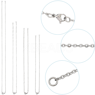 12Pcs 4 Styles 304 Stainless Steel Cable Chain Necklace Making STAS-SC0010-23P-1