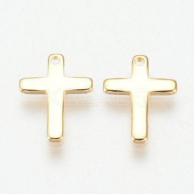Brass Tiny Cross Charms KK-Q735-301G-1