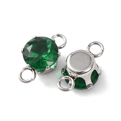 304 Stainless Steel Micro Pave Cubic Zirconia Connector Charms STAS-H240-50P-05-1