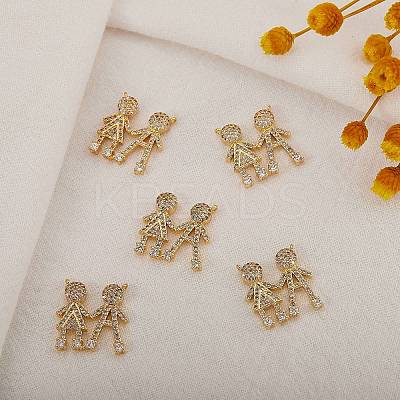 5Pcs Brass Micro Pave Clear Cubic Zirconia Pendants ZIRC-SZ0002-50-1
