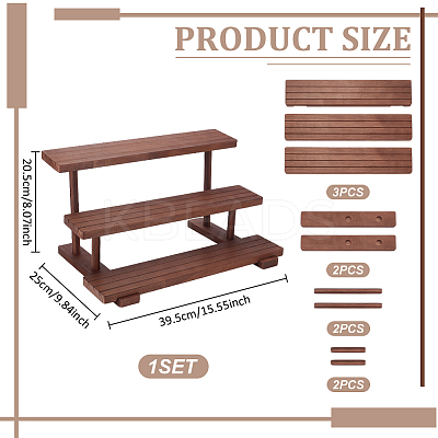 3-Tier Wood Jewelry Display Card Display Riser Stands ODIS-WH0086-104B-1
