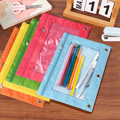 5Pcs 5 Colors Oxford Cloth with Alloy Pen Cases for 3-Ring Binder AJEW-CP0007-99B-1