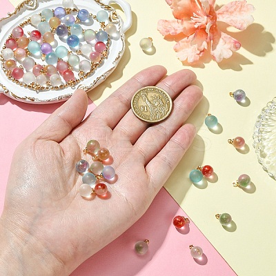 60Pcs 6 Colors Two Tone Transparent Spray Painted Glass Pendants GLAA-YW0004-45-1