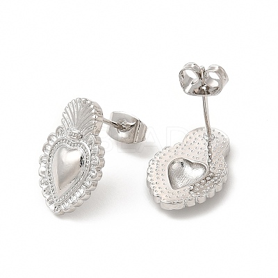 Rack Plating Brass Heart Stud Earrings for Women EJEW-I283-02P-1