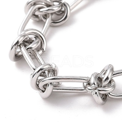 Non-Tarnish 304 Stainless Steel Knot Link Chain Bracelet for Men Women BJEW-E020-01P-1