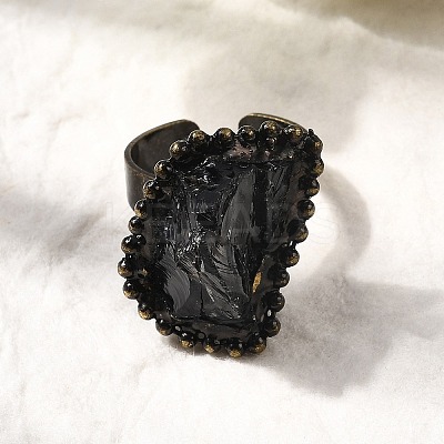 Natural Smoky Quartz Irregular Nugget Open Cuff Rings G-A278-03AB-03-1