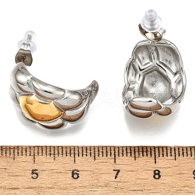 304 Stainless Steel Two-tone Stud Earrings for Women EJEW-R023-01GP-06-1