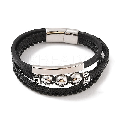 Braided Microfiber Leather Multi-strand Bracelets BJEW-B096-06C-1