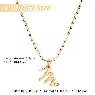 1pc Brass Chain & 304 Stainless Steel Letter Pendant Necklaces NJEW-LP0001-40M-G-1
