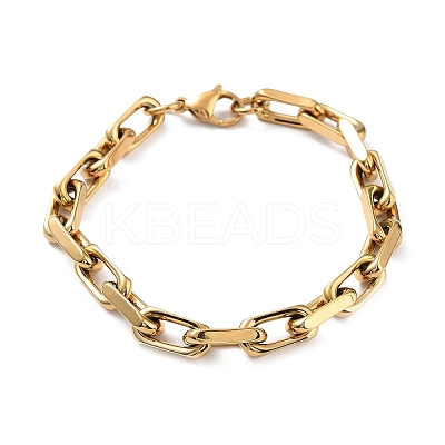 Ion Plating(IP) 304 Stainless Steel Paperclip Chains Bracelets BJEW-K240-06G-1