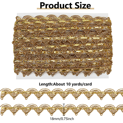 10 Yards Polyester Braided Metallic Lace Trim DIY-WH0491-47B-1
