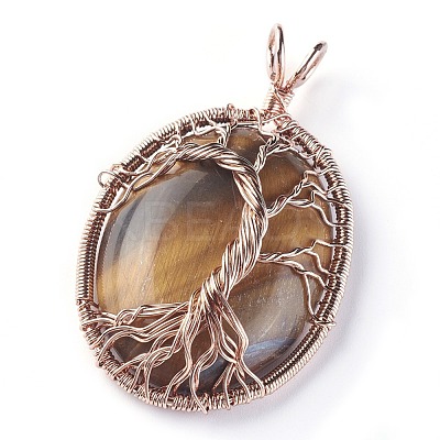 Natural Tiger Eye Big Pendants G-G771-C02-1