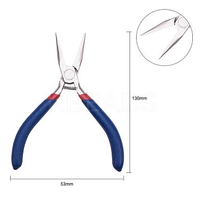 Set of 3 Jewelry Making Supplies Craft DIY Pliers Tool Set Flat Nosed Round Nosed Wire Cutter Pliers Blue TOOL-YW0001-07-1
