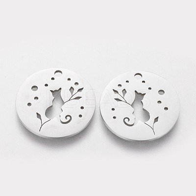 Non-Tarnish 304 Stainless Steel Kitten Pendants A-STAS-S105-T469-1