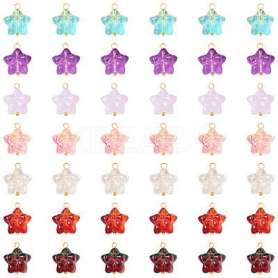 10Pcs Star with Bowknot Glass Pendants PALLOY-YW00059-01-1