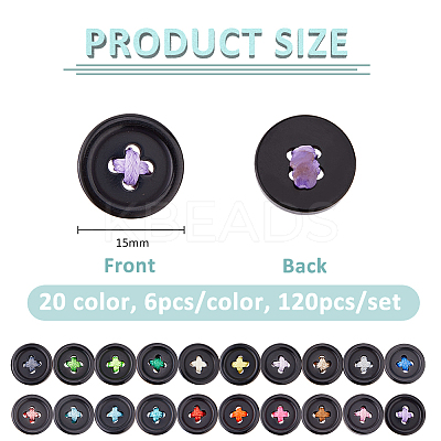 120Pcs 20 Colors Resin Button Eye Cabochons AJEW-FH00028-1