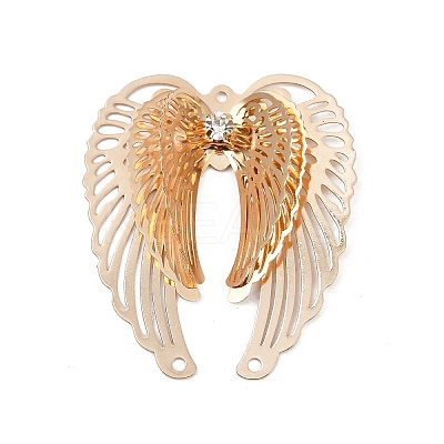 Brass Crystal Rhinestone 3D Hollow Angel Wings Chandelier Component Links KK-A261-05KCG-1