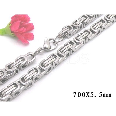 Non-Tarnish 201 Stainless Steel Byzantine Chain Necklaces LS-NJEW-V0306-06-1