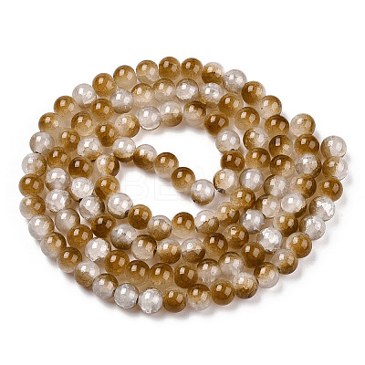 Crackle Baking Paint Imitation Jade Glass Beads Strands DGLA-T003-6mm-09-1
