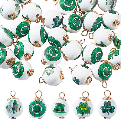30Pcs Saint Patrick's Day Printed Wood Pendants FIND-DC0004-82-1