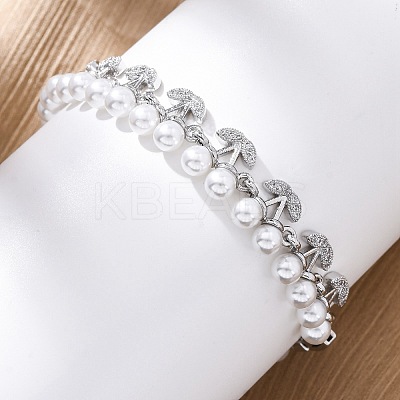 Cherry Brass Micro Pave Clear Cubic Zirconia Link Bracelets for Women BJEW-G740-02P-1