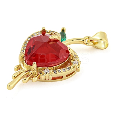 Rack Plating Brass Micro Pave Clear Cubic Zirconia Pendants ZIRC-L100-162G-09-1