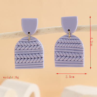 Polymer Clay & Alloy & Wood Woven Dangle Stud Earrings FS-WG7370D-02-1