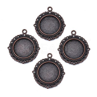 Tibetan Style Alloy Pendant Cabochon Settings TIBE-T003-08R-NR-1