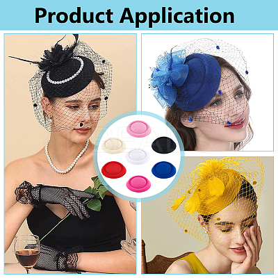 7Pcs 7 Colors EVA Cloth Round Fascinator Hat Base for Stewardess Millinery AJEW-BC0007-94-1