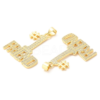 Rack Plating Brass Micro Pave Cubic Zirconia Pendants KK-A185-15G-1