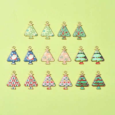 16Pcs 8 Colors Christmas Theme Rack Plating Alloy Pendants FIND-FS0002-98-1