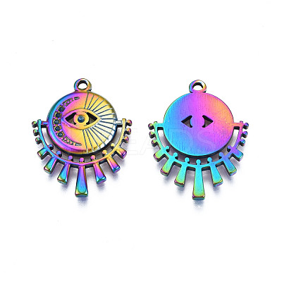 Rack Plating 304 Stainless Steel Pendant Rhinestone Settings STAS-N098-055-1