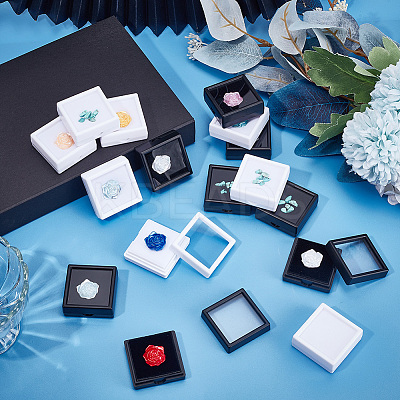 16Pcs 2 Colors Clear Window Plastic Loose Diamond Boxes OBOX-HY0001-01-1