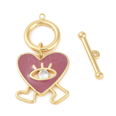 Brass Micro Pave Clear Cubic Zirconia Toggle Clasps KK-K391-25G-1