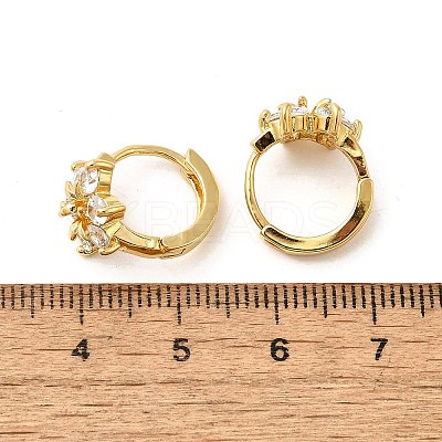 Flower Brass Hoop Earrings EJEW-S256-01A-G-1