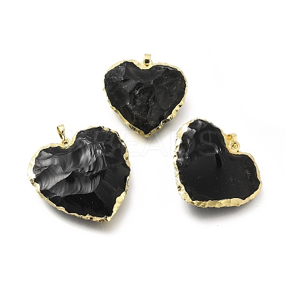 Natural Obsidian Pendants G-P487-04G-1
