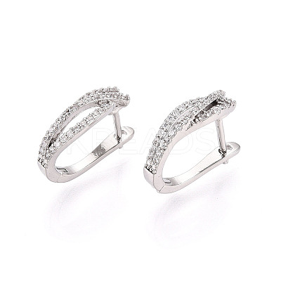 Brass Micro Pave Cubic Zirconia Stick Hoop Earrings EJEW-T048-34P-1